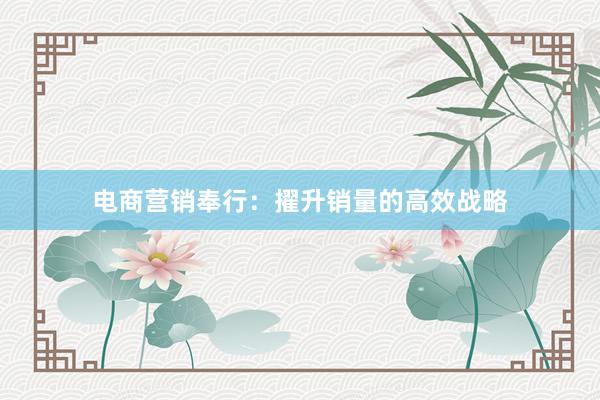 电商营销奉行：擢升销量的高效战略